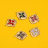 3pcs Boho Retro Zircon Leaf Charms Dangles Pendants DIY Jewelry Making