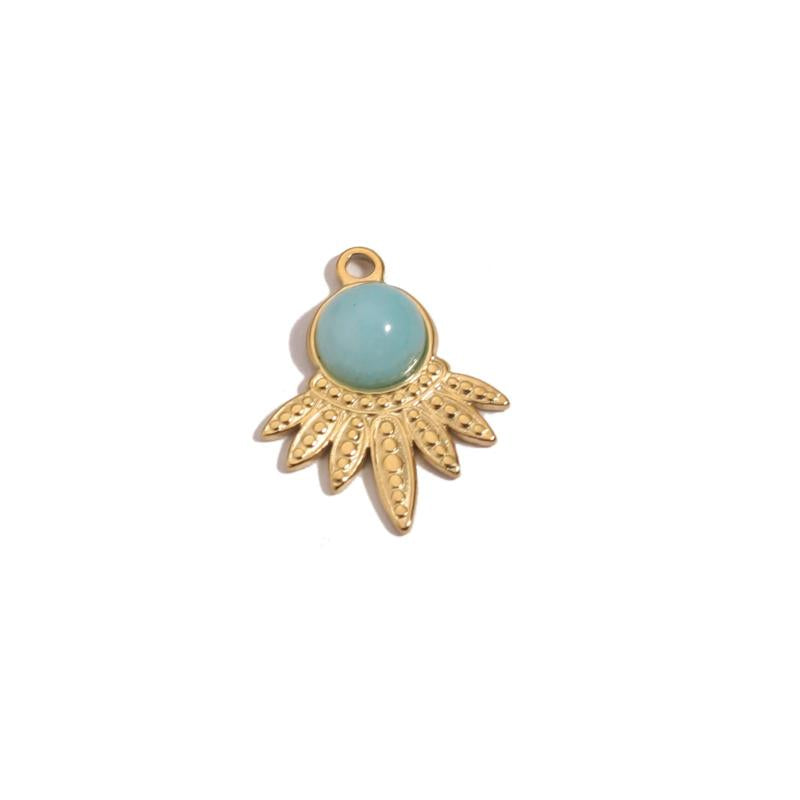 5pcs Turquoise Stone Boho Charm Pendants for DIY Jewelry