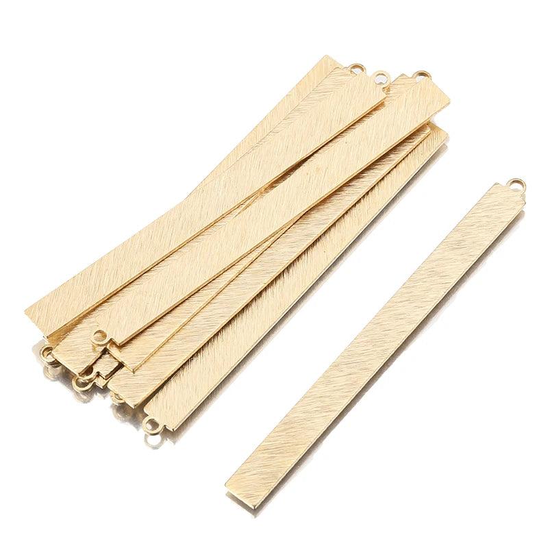 10Pcs Brass Textured Rectangular Bar Charms for Jewelry Making