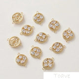 14K Plated Double Hanging Zircon Beading Bracelet Ear Stud 2pcs