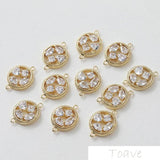 14K Plated Double Hanging Zircon Beading Bracelet Ear Stud 2pcs