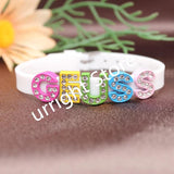 50pcs Slide Letter Charms Crystals Beads for DIY Bracelets Necklace Key Chain