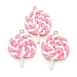 10PCS Candy Color Clay Lollipop Slime Resin Charms Pendants