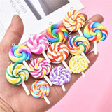 10PCS Candy Color Clay Lollipop Slime Resin Charms Pendants