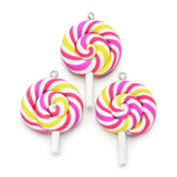 10PCS Candy Color Clay Lollipop Slime Resin Charms Pendants