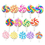10PCS Candy Color Clay Lollipop Slime Resin Charms Pendants