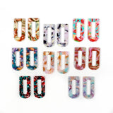 Acetate Tortoise Shell D-Shaped Earring Charms 40mm