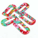 Acetate Tortoise Shell D-Shaped Earring Charms 40mm