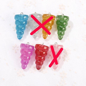 10pcs Rainbow Glitter Unicorn Horn Charms 36*17mm DIY Necklace Pendant Keychain
