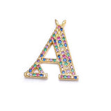 18K Rainbow Zircon Initial Charms for DIY Pendant Name Jewelry Making