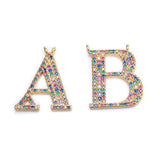 18K Rainbow Zircon Initial Charms for DIY Pendant Name Jewelry Making