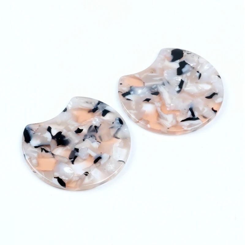 Tortoise Shell Earring Charm, Acrylic Beads, Circle Cutout Earrings Parts