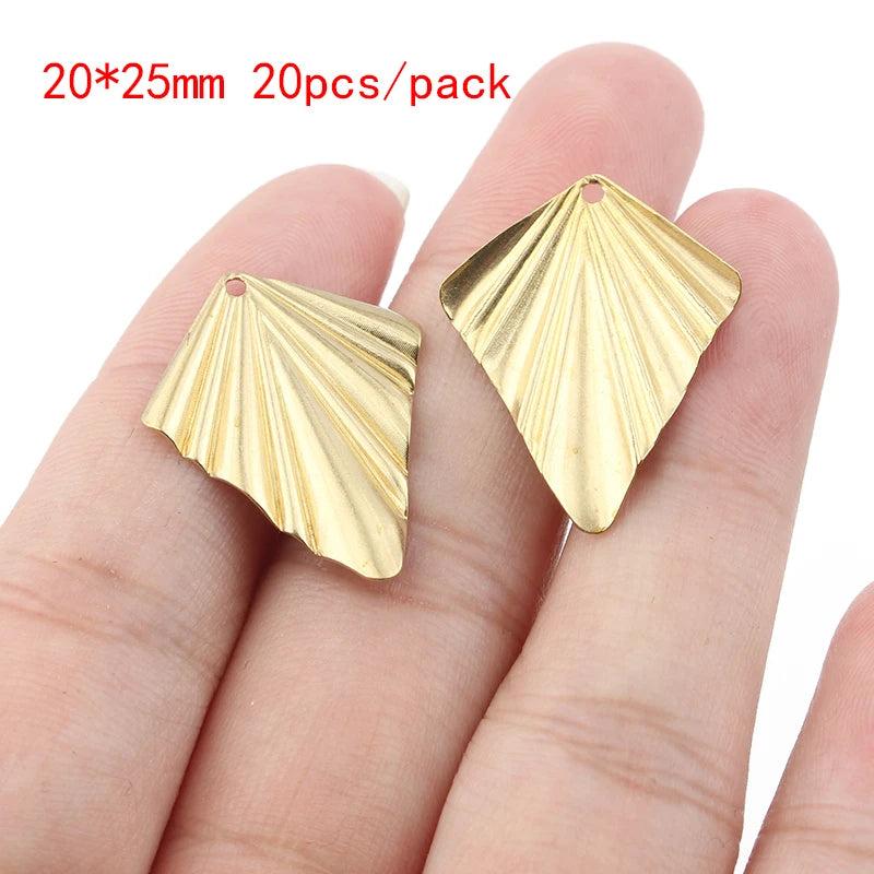 Raw Brass Pleated Leaves Charms Metal Leaf Charms Pendant for DIY Earrings
