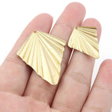 Raw Brass Pleated Leaves Charms Metal Leaf Charms Pendant for DIY Earrings