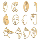 10pcs Brass Punk Human Face Abstract Statement Pendant for DIY Jewelry Making