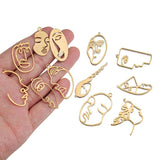 10pcs Brass Punk Human Face Abstract Statement Pendant for DIY Jewelry Making