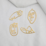 10pcs Brass Punk Human Face Abstract Statement Pendant for DIY Jewelry Making