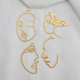10pcs Brass Punk Human Face Abstract Statement Pendant for DIY Jewelry Making