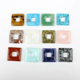 2pcs Natural Stone Square Center Hole Pendant Star Jewelry Making DIY