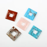 2pcs Natural Stone Square Center Hole Pendant Star Jewelry Making DIY