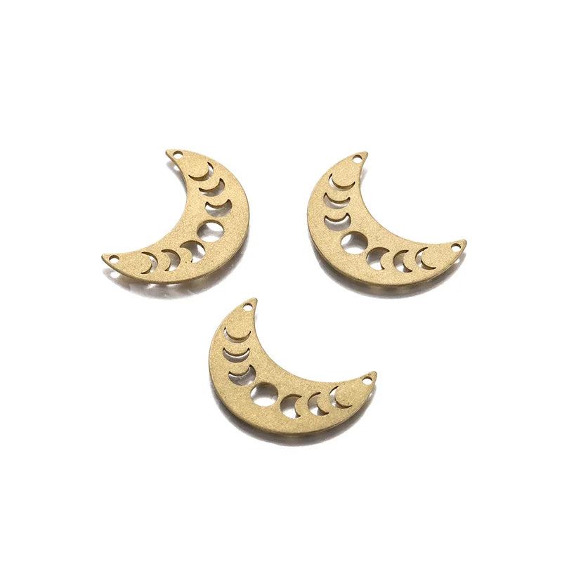 10pcs Raw Brass Hollow Moon Charms Dangle Pendant DIY Boho Earring