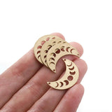 10pcs Raw Brass Hollow Moon Charms Dangle Pendant DIY Boho Earring