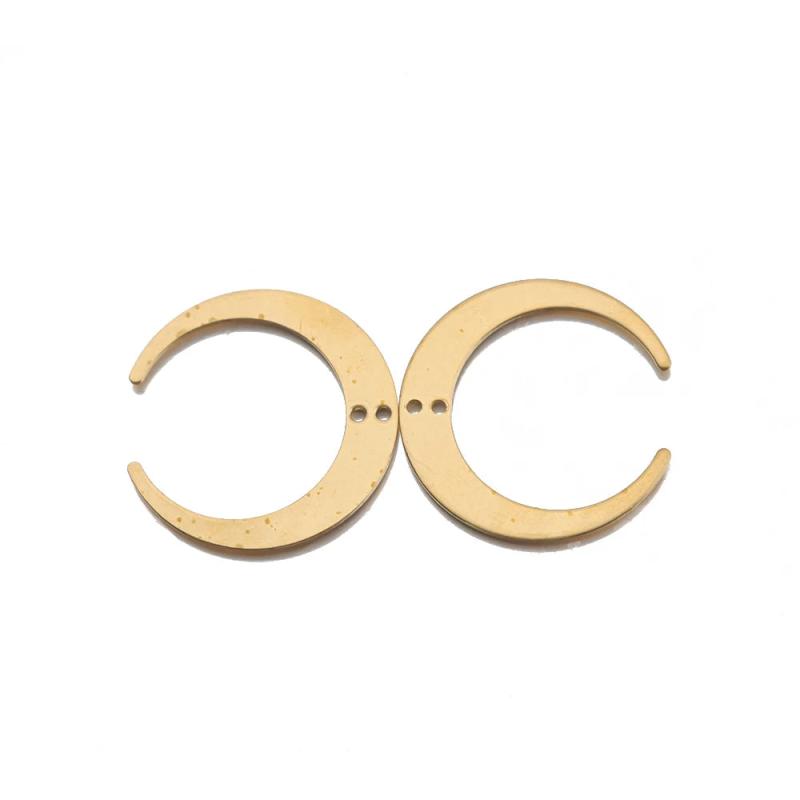 10pcs Raw Brass Moon Crescent Pendant Double Horn Charm For Jewelry Making