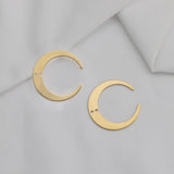 10pcs Raw Brass Moon Crescent Pendant Double Horn Charm For Jewelry Making