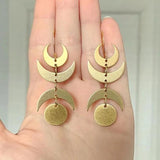 10pcs Raw Brass Moon Crescent Pendant Double Horn Charm For Jewelry Making