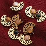 5pcs Boho Charms Natural Stone Earring Moon DIY Necklace Jewelry