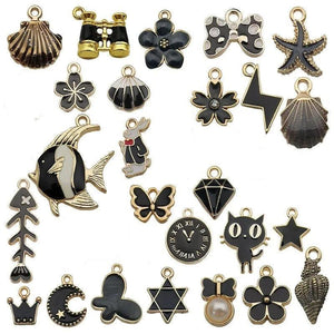 31PCS Enamel Charms Alloy Mixed Flowers Animal Plant Necklace Pendant