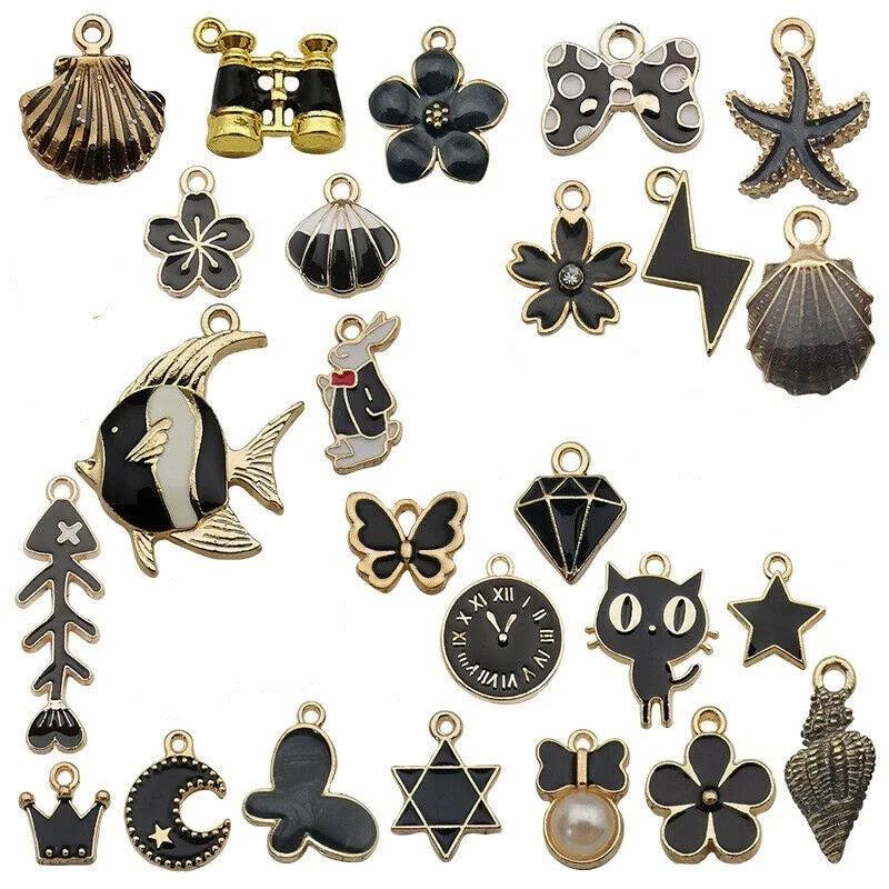 31PCS Enamel Charms Alloy Mixed Flowers Animal Plant Necklace Pendant