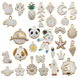 31PCS Enamel Charms Alloy Mixed Flowers Animal Plant Necklace Pendant