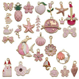 31PCS Enamel Charms Alloy Mixed Flowers Animal Plant Necklace Pendant