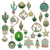31PCS Enamel Charms Alloy Mixed Flowers Animal Plant Necklace Pendant