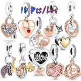 10Pcs Two Tone Happy Anniversary Charm Eternity Symbol Heart DIY Jewelry