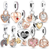 10Pcs Two Tone Happy Anniversary Charm Eternity Symbol Heart DIY Jewelry