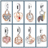 10Pcs Two Tone Happy Anniversary Charm Eternity Symbol Heart DIY Jewelry