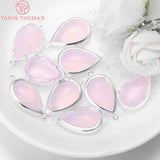 4PCS 13x25MM 24K Brass Glass Water Drop Charms Pendants