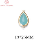 4PCS 13x25MM 24K Brass Glass Water Drop Charms Pendants