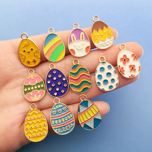 24pcs Colorful Easter Eggs Charms Pendants DIY Earrings Bracelet Jewelry Making