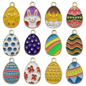 24pcs Colorful Easter Eggs Charms Pendants DIY Earrings Bracelet Jewelry Making