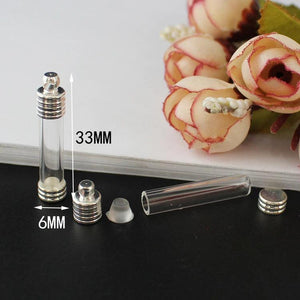 10PCS 6/8MM Rice Tubes Pendants Metal Cap DIY Vials Wishing Glass Bottle Locket