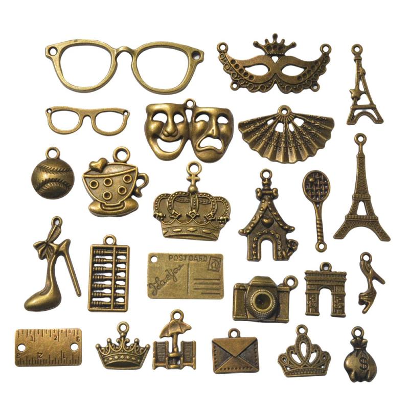 24pcs Antique Bronze Passport Charms for Jewelry