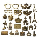 24pcs Antique Bronze Passport Charms for Jewelry