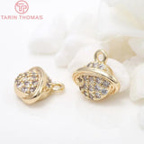 4PCS 8X10MM Hole 1.5MM 24K Brass Zircon Planet Charms DIY Jewelry Findings