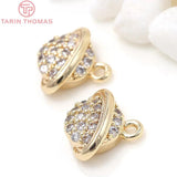 4PCS 8X10MM Hole 1.5MM 24K Brass Zircon Planet Charms DIY Jewelry Findings