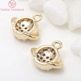 4PCS 8X10MM Hole 1.5MM 24K Brass Zircon Planet Charms DIY Jewelry Findings