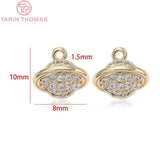 4PCS 8X10MM Hole 1.5MM 24K Brass Zircon Planet Charms DIY Jewelry Findings