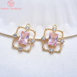 4PCS 17x13MM 24K Plated Brass Zircon Charms Pendants